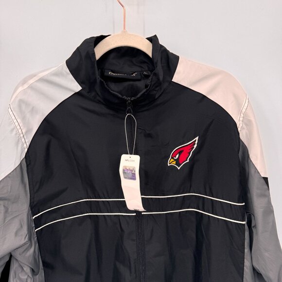 NFL Arizona Cardinals Full Zip Windbreaker Jacket Mens Large Black Polyester NEW - Picture 2 of 8